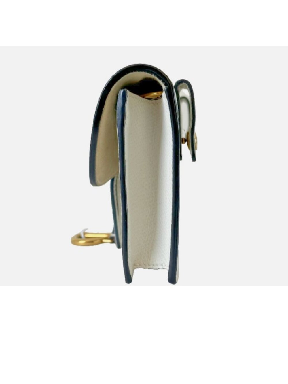 Pre Owned Dior Calfskin Crossbody/Belt Bag Saddle Milky White Gold tone Clasp - Picture 3 of 8